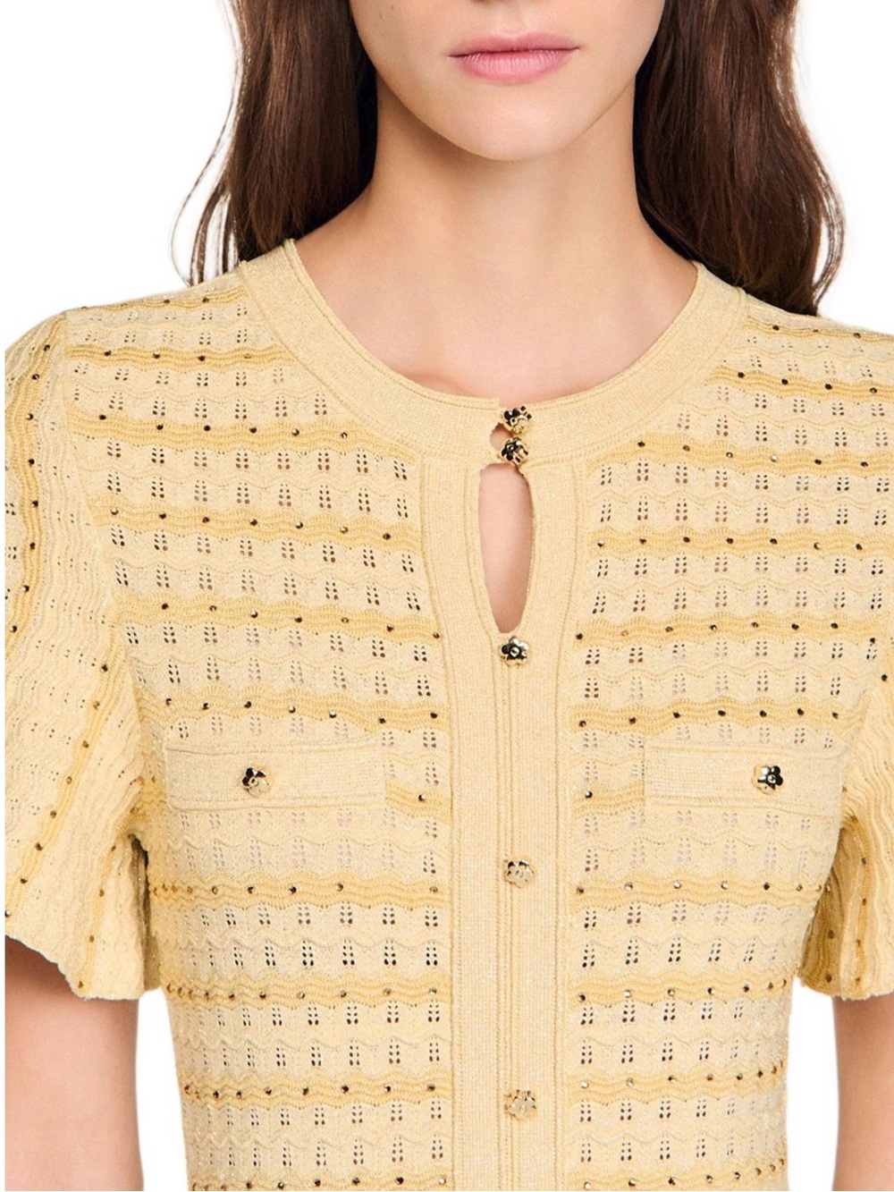 Sandro Pale Yellow Knit Maxi Dress - Picture 4 of 4